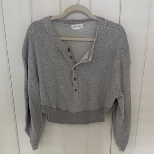 Lovers + Friends Gray Button-Up Sweatshirt